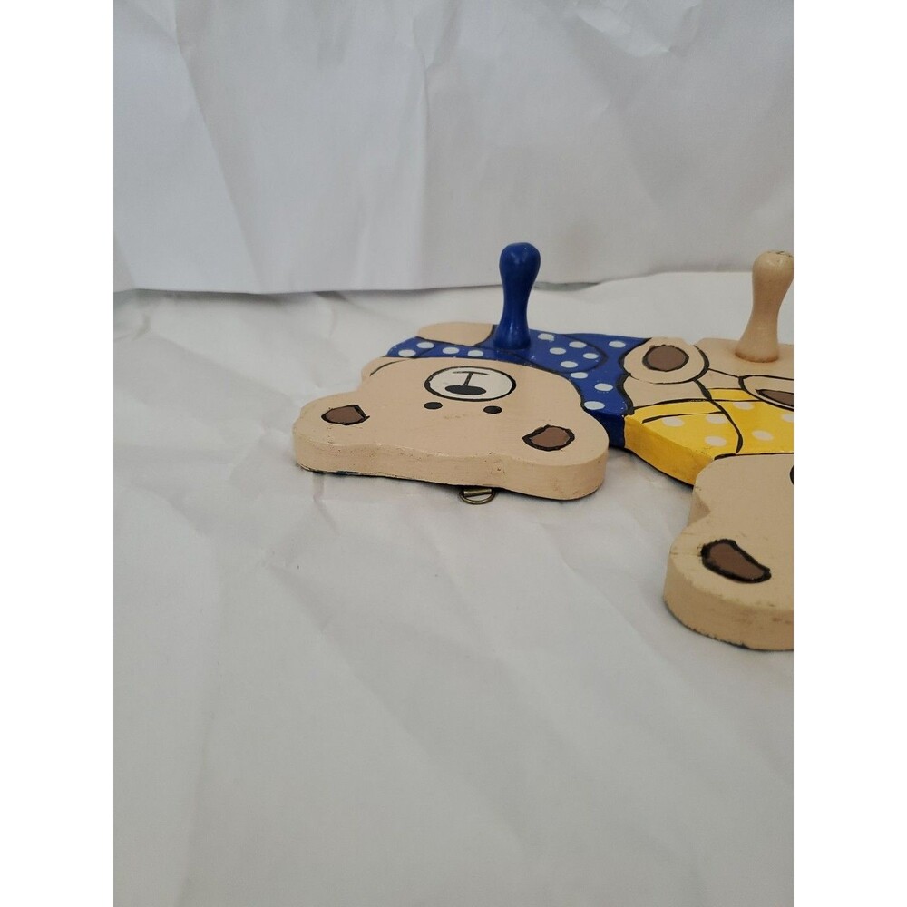 Vntg. Coat Rack Teddy Bear Trio (3 Hook) Primary‎ Colors/Children's/GrannyCore - Picture 10 of 16